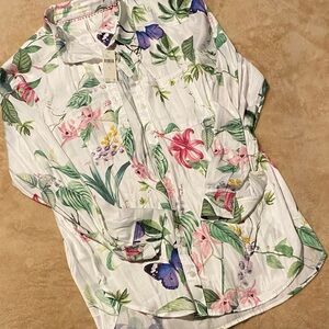 Anthropologie Flowers & Butterfly Blouse